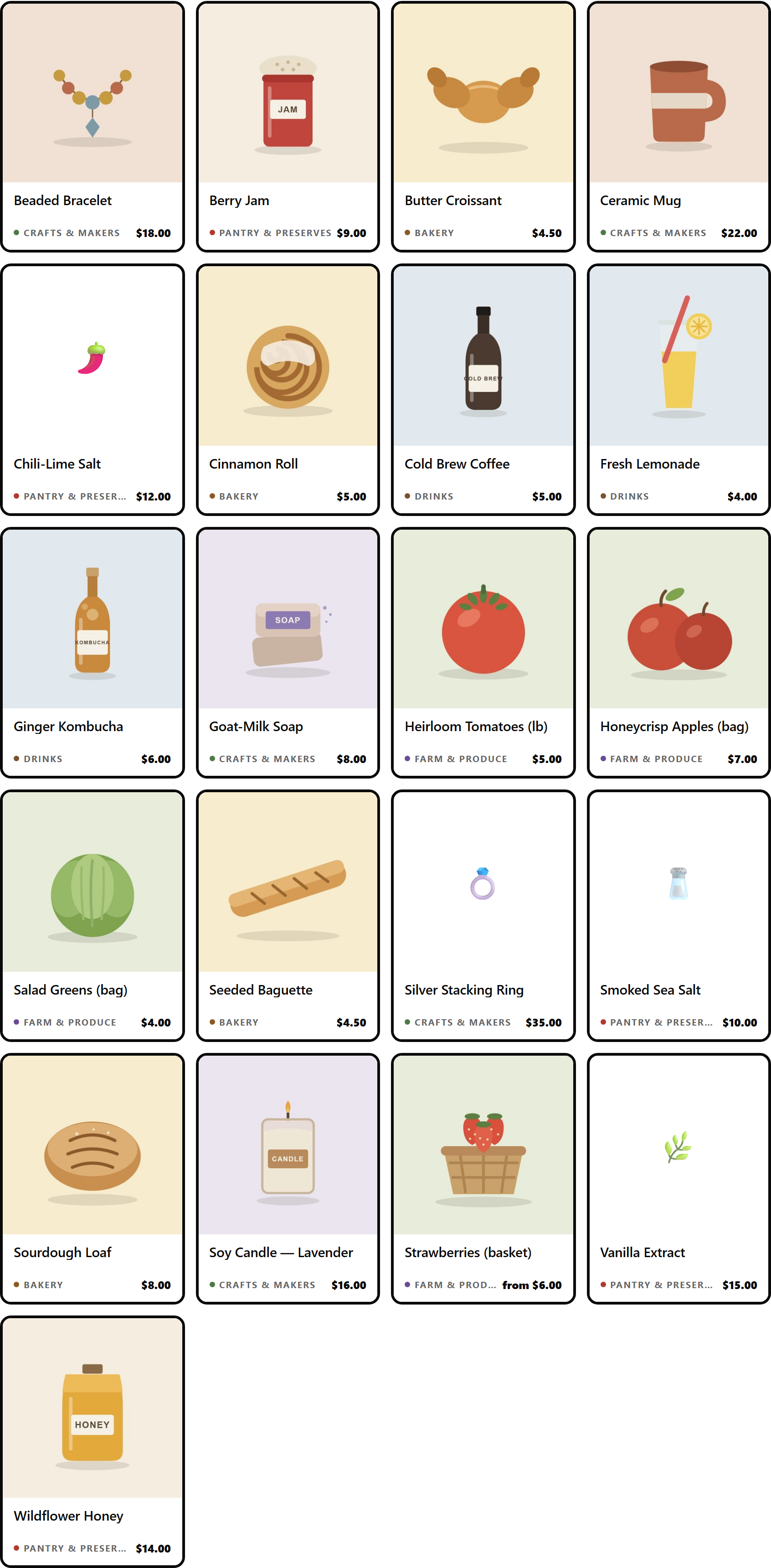 Existing register with product photo tiles